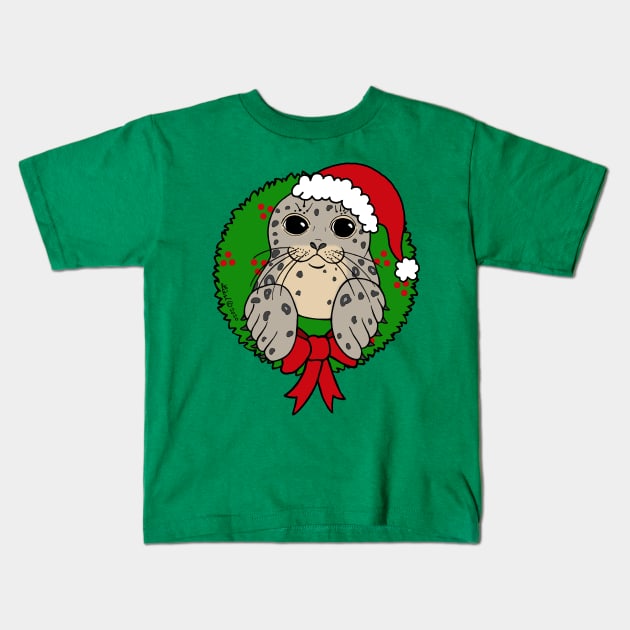 Christmas Seal Kids T-Shirt by HonuHoney